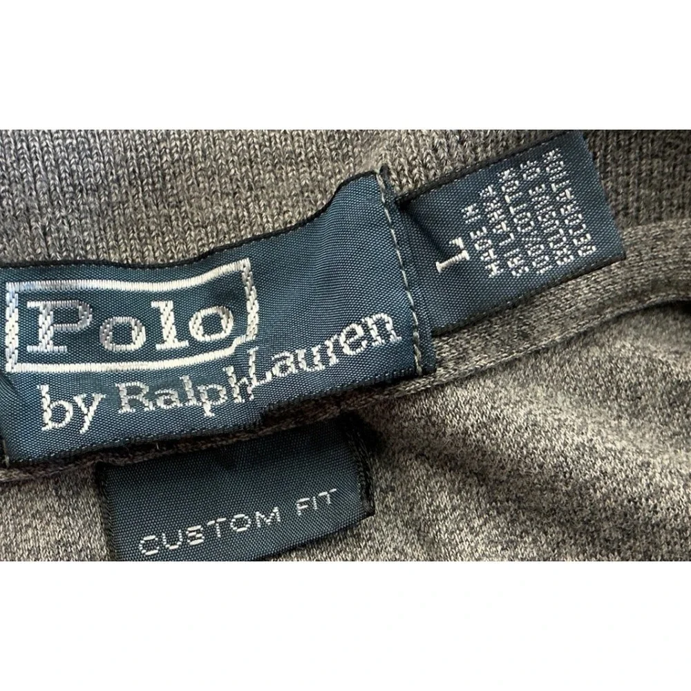 Polo Ralph Lauren Vintage Polo Shirt Gray Custom Fit Large Cotton Short Sleeve